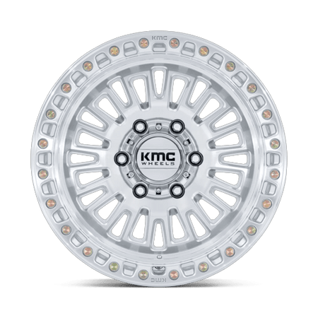 KMC KM554 AZTEC – 17X8.5 – 6X139.7 – 0 mm – GLOSS SILVER W/ MACHINED FACE