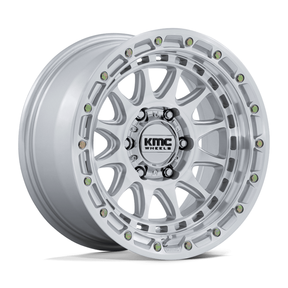 KMC KM556 CRUX – 18X9 – 8X180 – 0 mm – GLOSS SILVER W/ MACHINED FACE