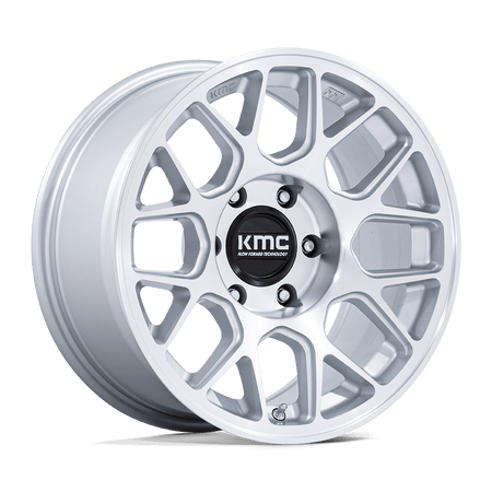 KMC KM730 HATCHET – 17X8.5 – 6X120 – 25 mm – GLOSS SILVER W/ MACHINED FACE