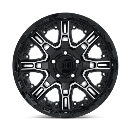 Level 8 SLINGSHOT – 20X9 – 6X132 – 10 mm – GLOSS BLACK W/ MACHINED FACE