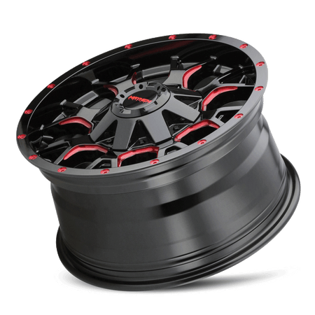 Mayhem Wheels WARRIOR – 20x9, 6x135/6x139.7, 0 – Gloss Black Milled Prism Red