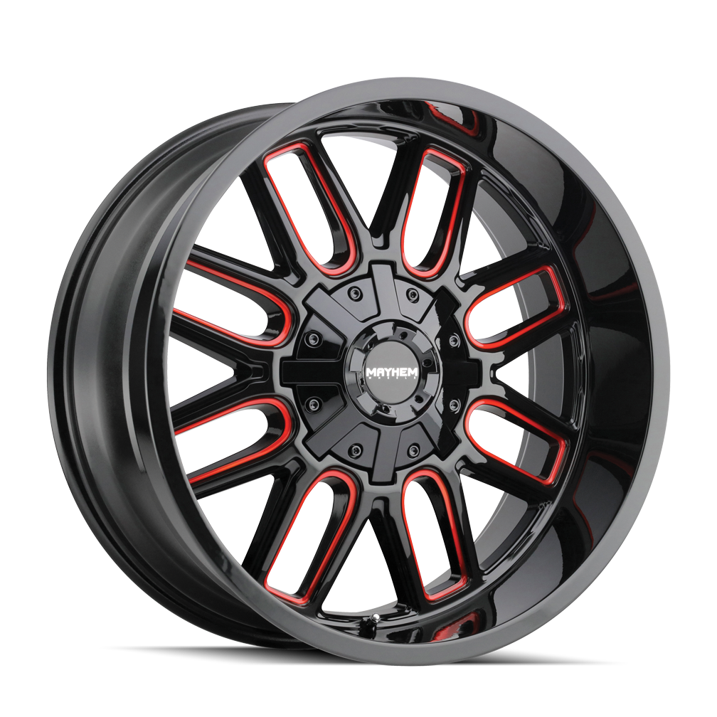 Mayhem Wheels COGENT – 20x9, 6x135/6x139.7, +18 – Gloss Black Milled Prism Red