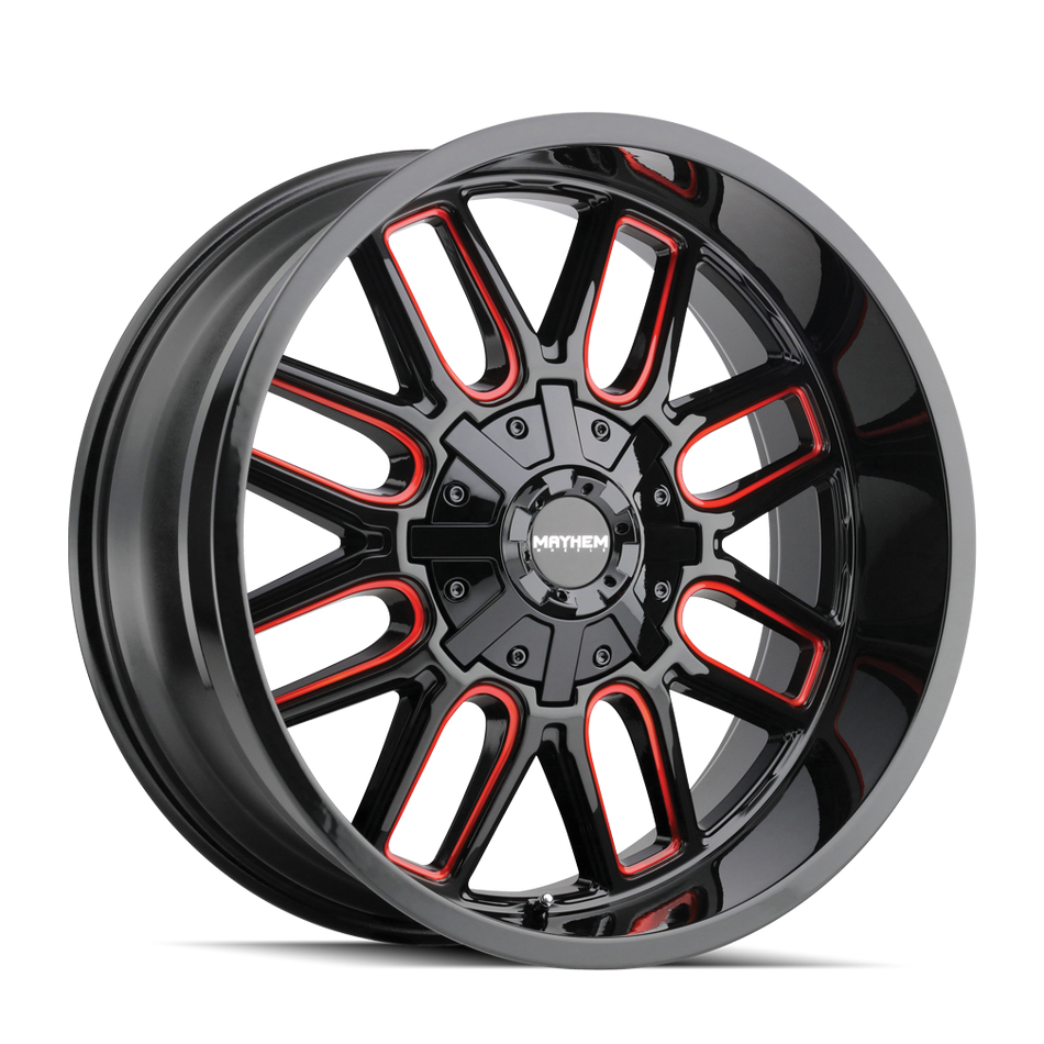 Mayhem Wheels COGENT – 20x9, 6x135/6x139.7, +18 – Gloss Black Milled Prism Red