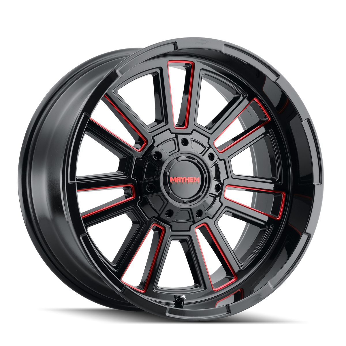 Mayhem Wheels APOLLO – 20x9, 8x170, +18 – Gloss Black Milled Prism Red