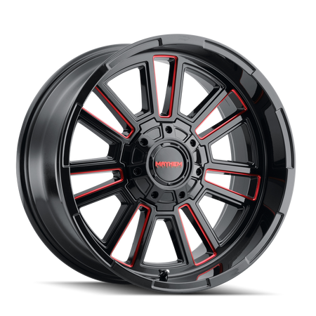 Mayhem Wheels APOLLO – 20x9, 8x170, +18 – Gloss Black Milled Prism Red