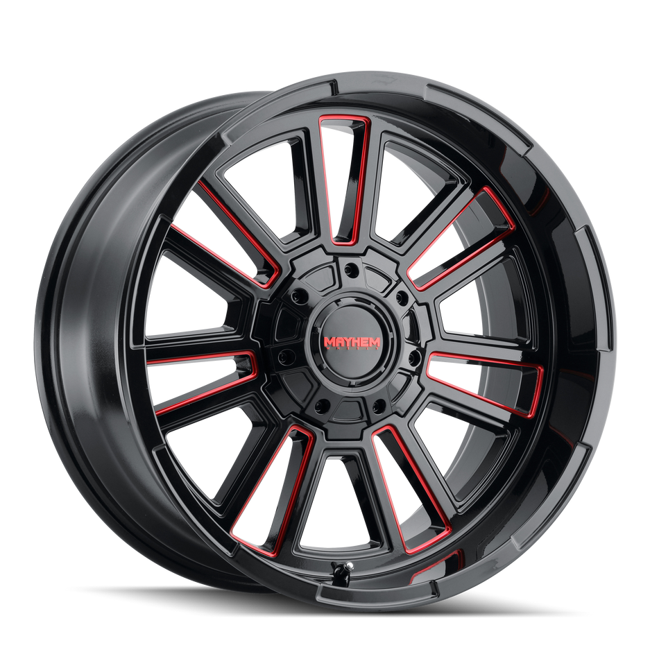 Mayhem Wheels APOLLO – 20x9, 8x170, +18 – Gloss Black Milled Prism Red