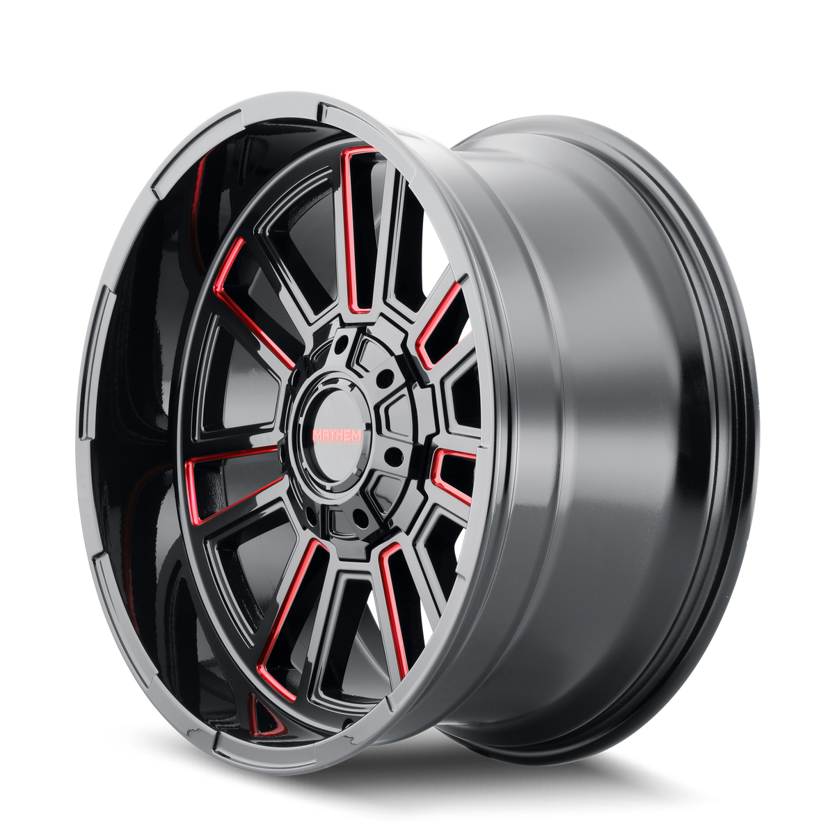 Mayhem Wheels APOLLO – 20x10, 5x127/5x139.7, -19 – Gloss Black Milled Prism Red