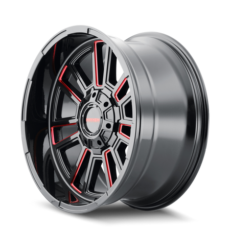 Mayhem Wheels APOLLO – 20x10, 5x127/5x139.7, -19 – Gloss Black Milled Prism Red