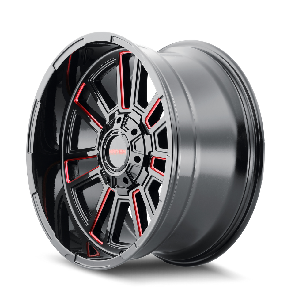 Mayhem Wheels APOLLO – 20x9, 8x170, +18 – Gloss Black Milled Prism Red
