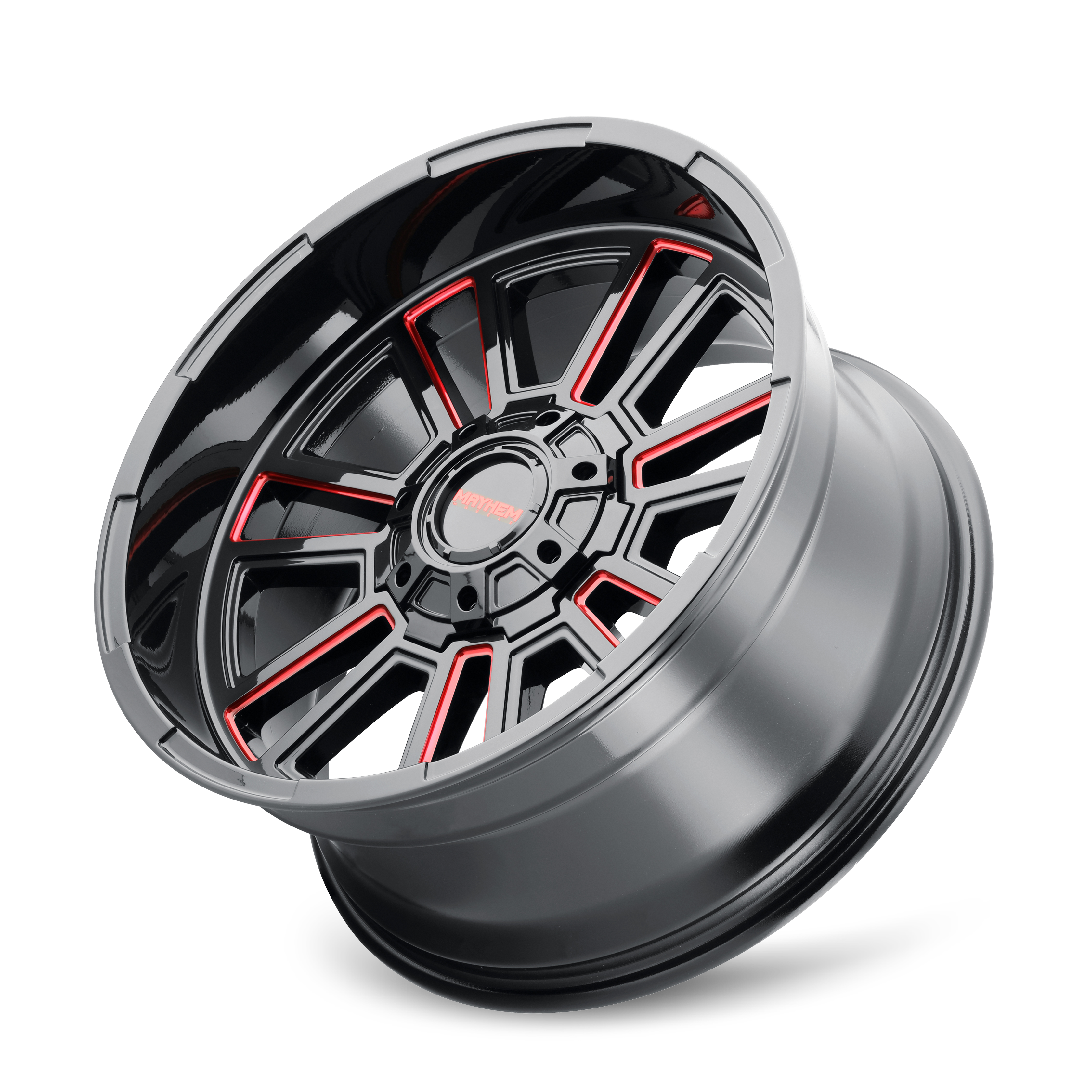 Mayhem Wheels APOLLO – 20x10, 5x127/5x139.7, -19 – Gloss Black Milled Prism Red