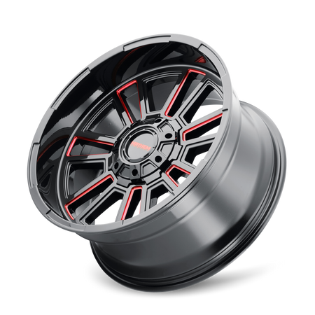 Mayhem Wheels APOLLO – 20x10, 5x127/5x139.7, -19 – Gloss Black Milled Prism Red