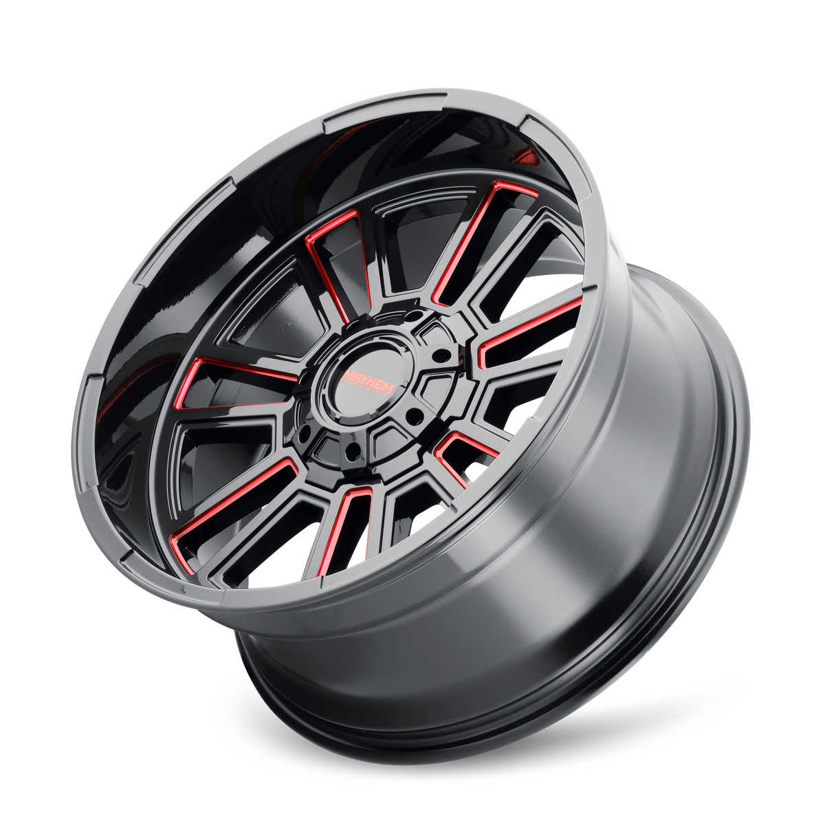 Mayhem Wheels APOLLO – 20x9, 8x170, +18 – Gloss Black Milled Prism Red