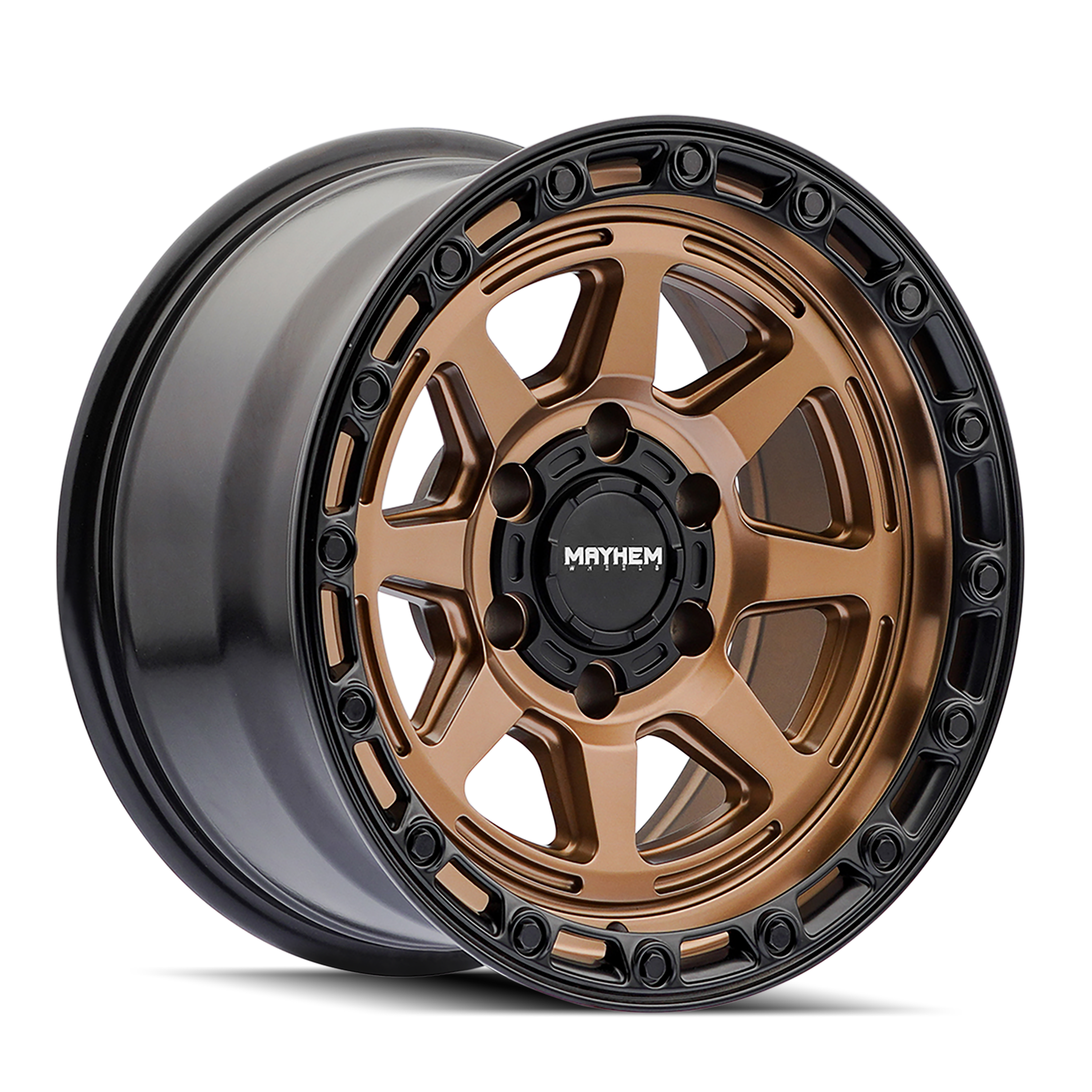 Mayhem Wheels RIDGELINE – 17x8.5, 6x139.7, +25 – Satin Bronze/Black Lip