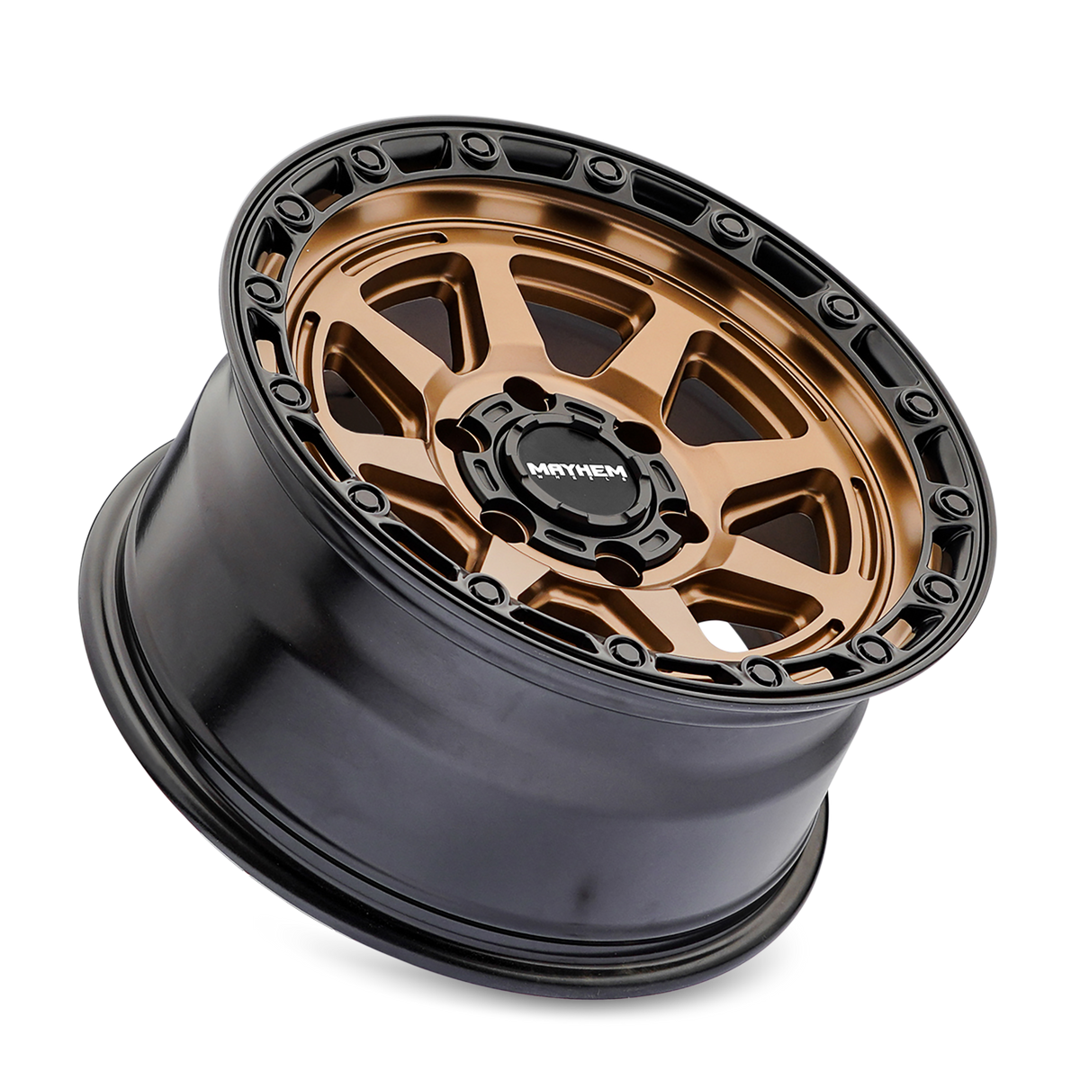Mayhem Wheels RIDGELINE – 17x8.5, 6x139.7, +25 – Satin Bronze/Black Lip