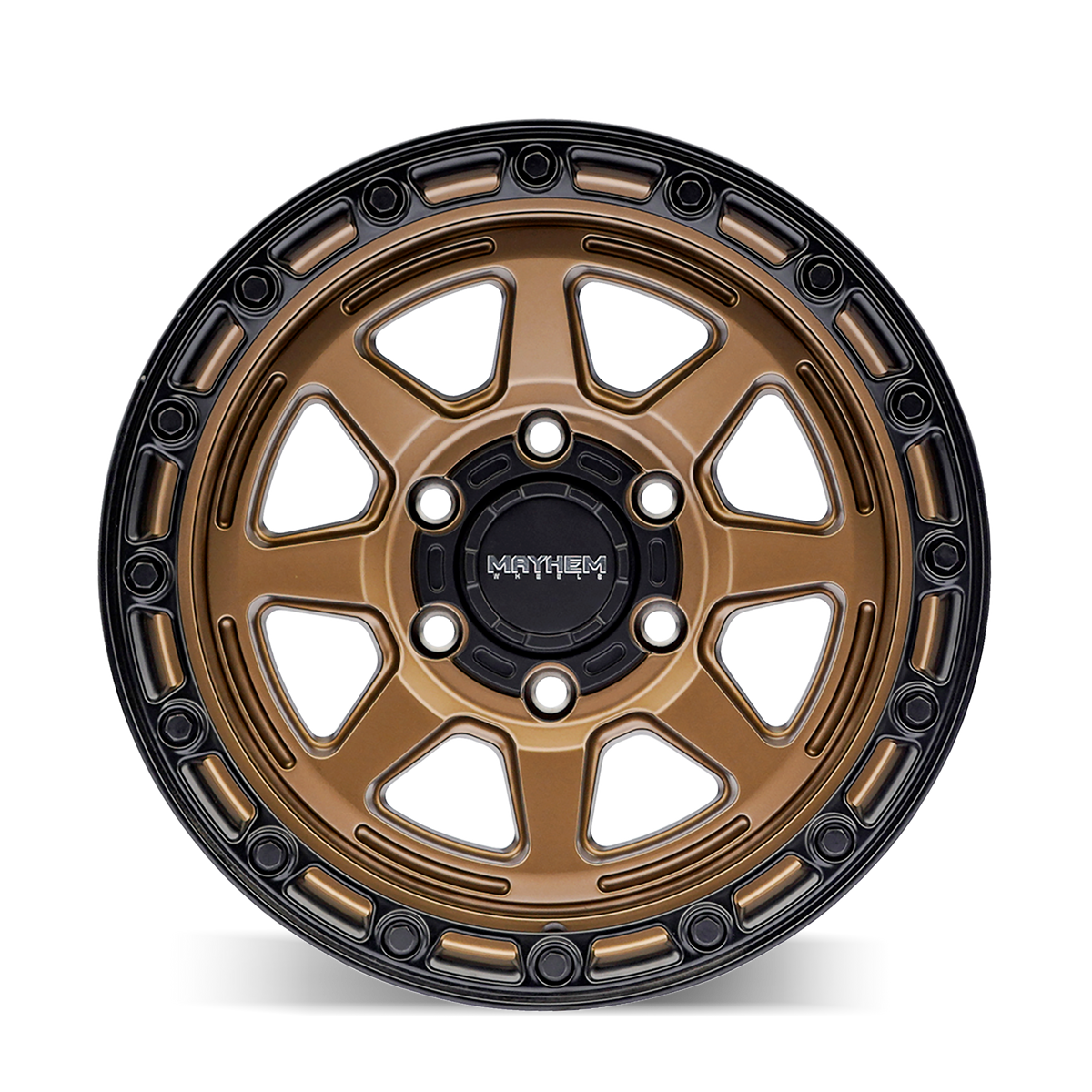 Mayhem Wheels RIDGELINE – 18x9, 6x139.7, +20 – Satin Bronze/Black Lip