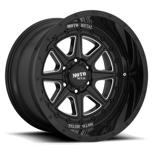Moto Metal MO801 PHANTOM – 20X10 – 5X127 – -18 mm – GLOSS BLACK MILLED