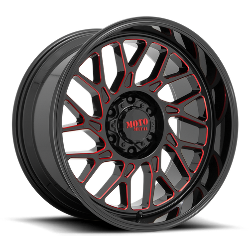 Moto Metal MO805 – 20X10 – 8X170 – -18 mm – GLOSS BLACK MILLED W/ RED TINT