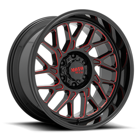 Moto Metal MO805 – 20X10 – 8X170 – -18 mm – GLOSS BLACK MILLED W/ RED TINT