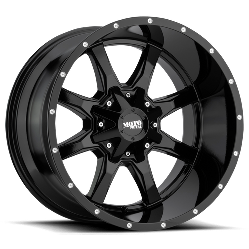 Moto Metal MO970 – 17X8 – 5X127/5X139.7 – 0 mm – GLOSS BLACK W/ SPOT MILLED LIP
