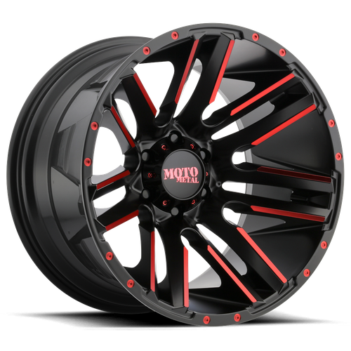 Moto Metal MO978 RAZOR – 20X10 – 5X139.7 – -24 mm – SATIN BLACK MACH W/ RED TINT
