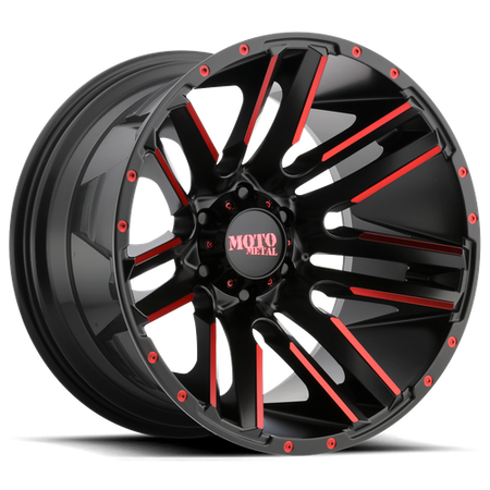 Moto Metal MO978 RAZOR – 20X10 – 5X139.7 – -24 mm – SATIN BLACK MACH W/ RED TINT