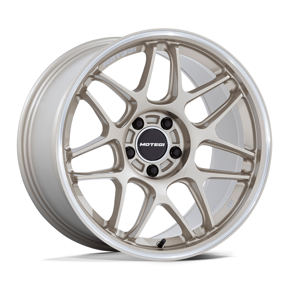 Motegi MR158 TSUBAKI – 18X8.5 – 5X112 – 42 mm – MOTORSPORT GOLD W MACHINED LIP