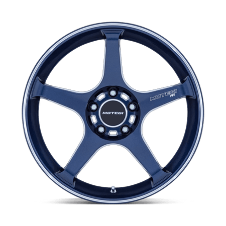 Motegi MR159 BATTLE V – 18X10.5 – 5X120 – 25 mm – OBSIDIAN BLUE MACH LIP STRIPE