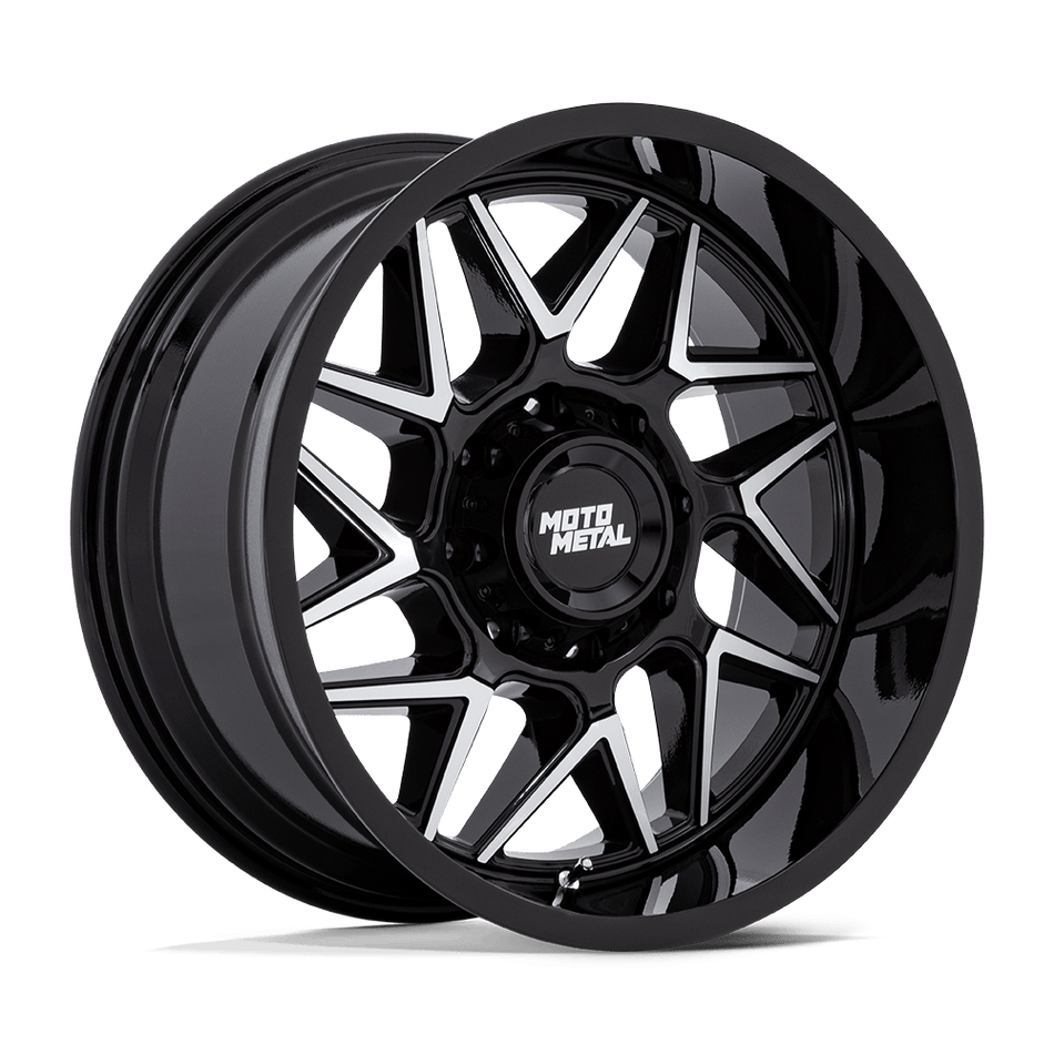 Moto Metal MO812 TURBINE – 20X9 – 8X165.1 – 1 mm – GLOSS BLACK W/ MACHINED FACE