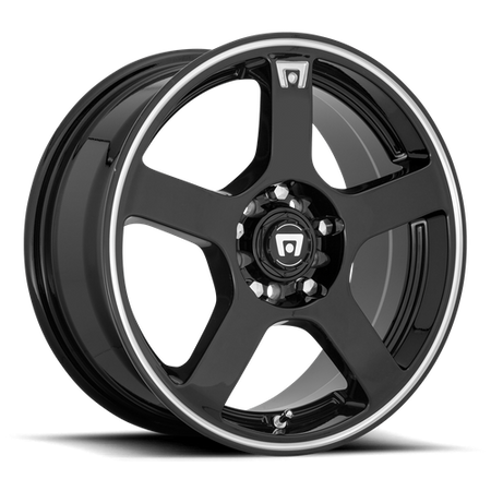 Motegi MR116 FS5 – 16X7 – 5X112/5X114.3 – 40 mm – GLOSS BLACK W/ MACHINED FLANGE
