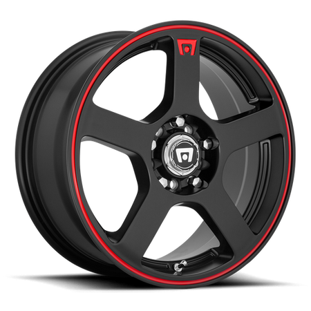 Motegi MR116 FS5 – 16X7 – 4X100/4X114.3 – 40 mm – MATTE BLACK W/ RED STRIPE
