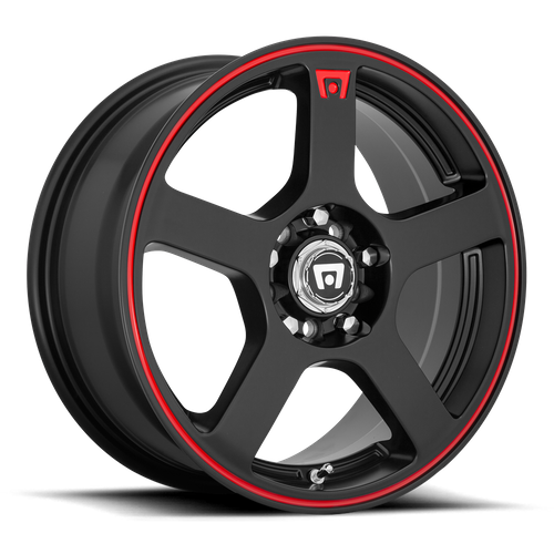Motegi MR116 FS5 – 16X7 – 5X112/5X114.3 – 40 mm – MATTE BLACK W/ RED STRIPE