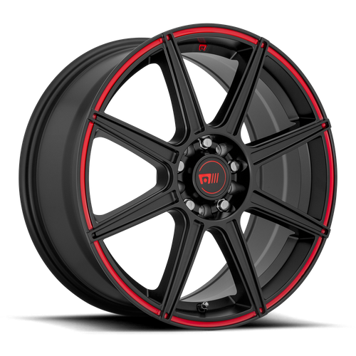 Motegi MR142 CS8 – 15X6.5 – 5X100/5X114.3 – 40 mm – SATIN BLACK W/ RED STRIPE