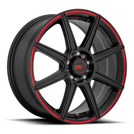 Motegi MR142 CS8 – 17X7 – 5X100/5X114.3 – 40 mm – SATIN BLACK W/ RED STRIPE