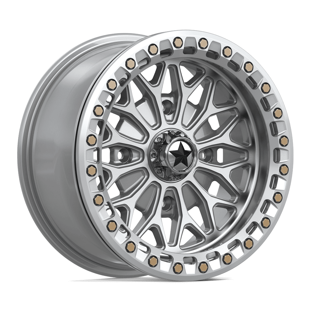 MSA Offroad Wheels MA53 BOLO UTV BEADLOCK – 15X7 – 4X110 – 10 mm – GLOSS SILVER W/ MACHINED FACE