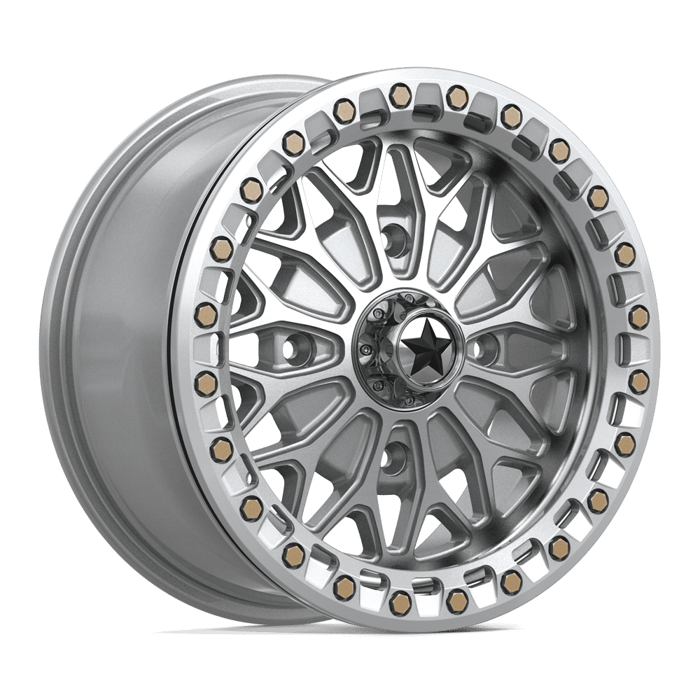 MSA Offroad Wheels MA53 BOLO UTV BEADLOCK – 15X7 – 4X110 – 38 mm – GLOSS SILVER W/ MACHINED FACE