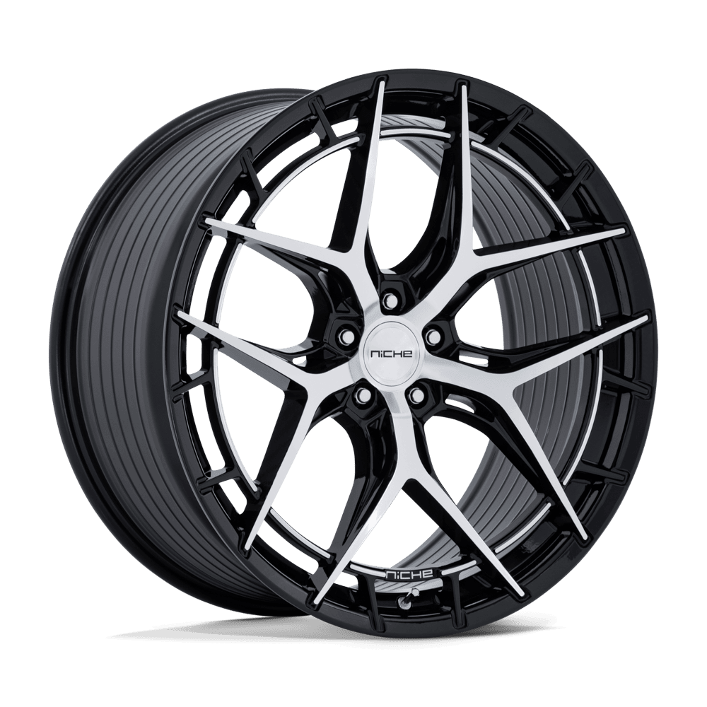 Niche 1PC NC286 RIVIERA – 20X9.5 – 5X120 – 22 mm – GLOSS BLACK W/ MACHINED FACE