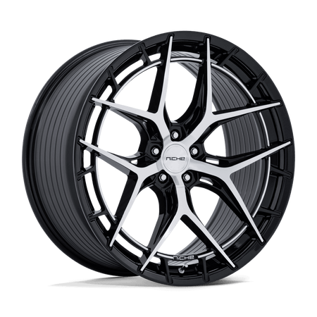 Niche 1PC NC286 RIVIERA – 20X9.5 – 5X120 – 22 mm – GLOSS BLACK W/ MACHINED FACE