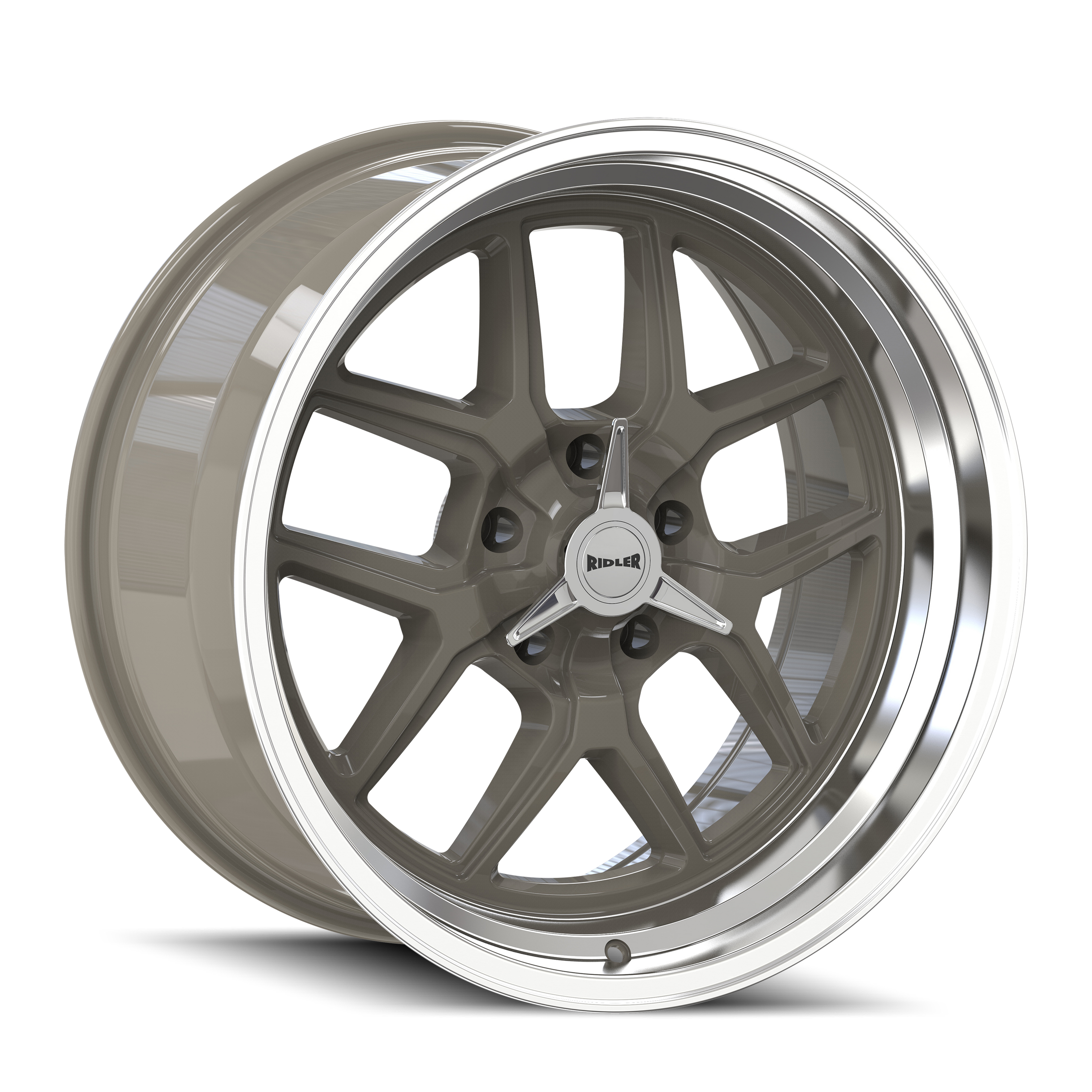 Ridler Wheels 610 – 17x7, 5x127, 0 – Gloss Grey Polished