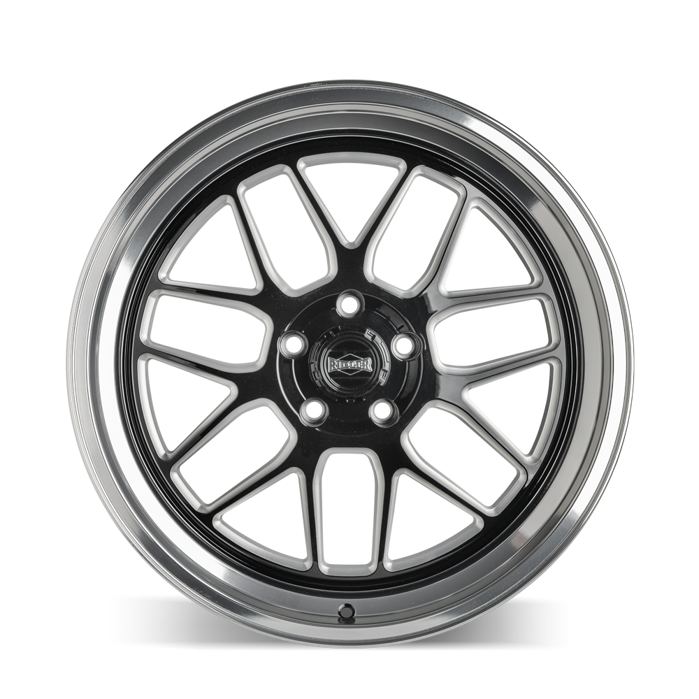 Ridler Wheels 611 – 20x8.5, 5x114.3, 0 – Gloss Black Milled With Diamond Cut Lip