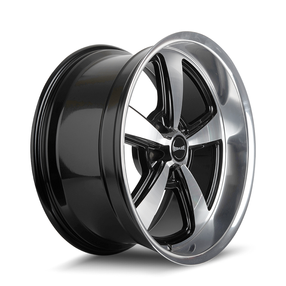 Ridler Wheels 652 – 20x8.5, 5x120.65, 0 – Gloss Black With Diamond Cut Face & Lip