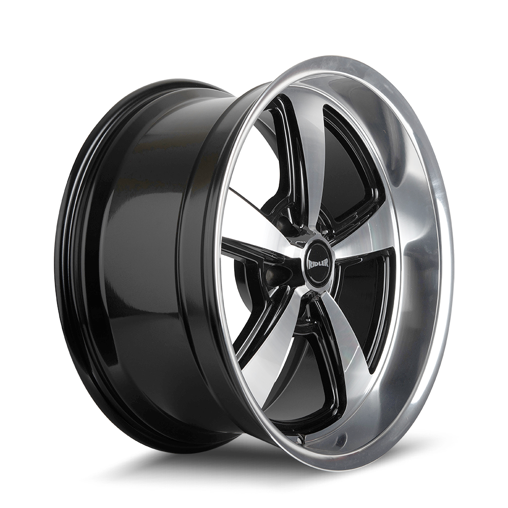 Ridler Wheels 652 – 20x10, 5x114.3, 0 – Gloss Black With Diamond Cut Face & Lip