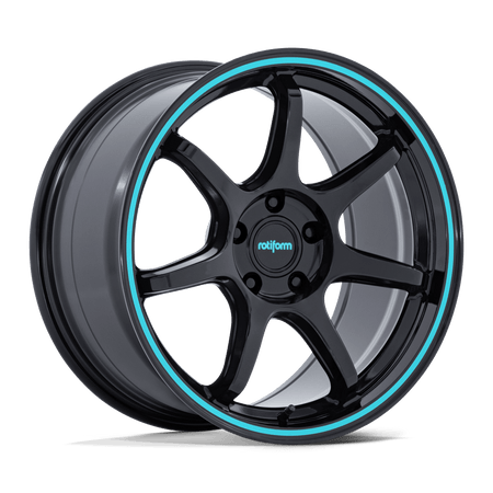 Rotiform RC208 BPU – 19X9.5 – 5X112 – 30 mm – GLOSS BLACK W/ TEAL STRIPE