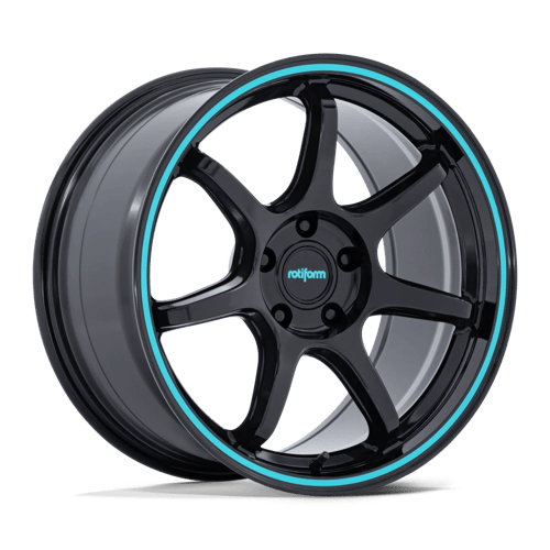 Rotiform RC208 BPU – 19X10.5 – 5X112 – 35 mm – GLOSS BLACK W/ TEAL STRIPE