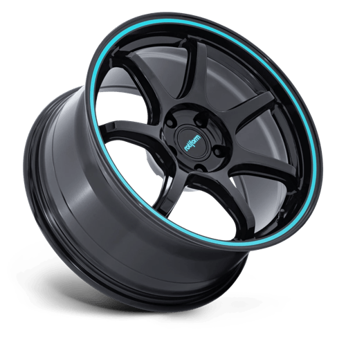 Rotiform RC208 BPU – 19X8.5 – 5X114.3 – 20 mm – GLOSS BLACK W/ TEAL STRIPE