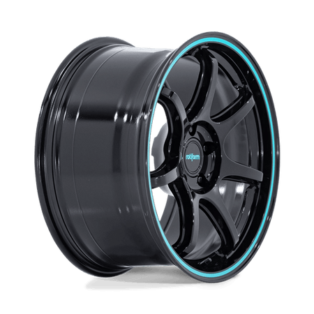 Rotiform RC208 BPU – 19X8.5 – 5X114.3 – 20 mm – GLOSS BLACK W/ TEAL STRIPE