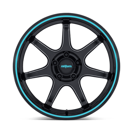 Rotiform RC208 BPU – 19X9.5 – 5X112 – 30 mm – GLOSS BLACK W/ TEAL STRIPE