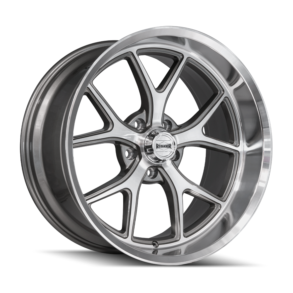 Ridler Wheels 661 – 18x8, 5x127, 0 – Gloss Grey With Diamond Cut Face And Lip
