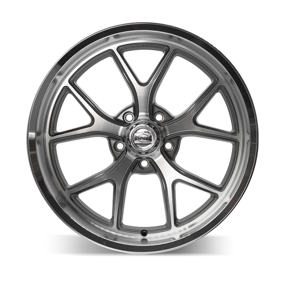 Ridler Wheels 661 – 20x10, 5x120.65, 0 – Gloss Grey With Diamond Cut Face And Lip