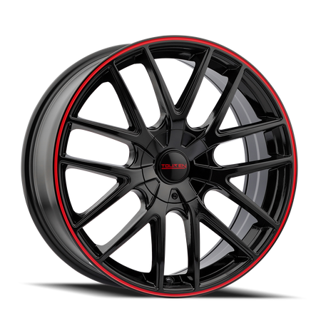 Touren Wheels TR60 – 17x7.5, 5x110/5x115, +42 – Gloss Black With Red Ring