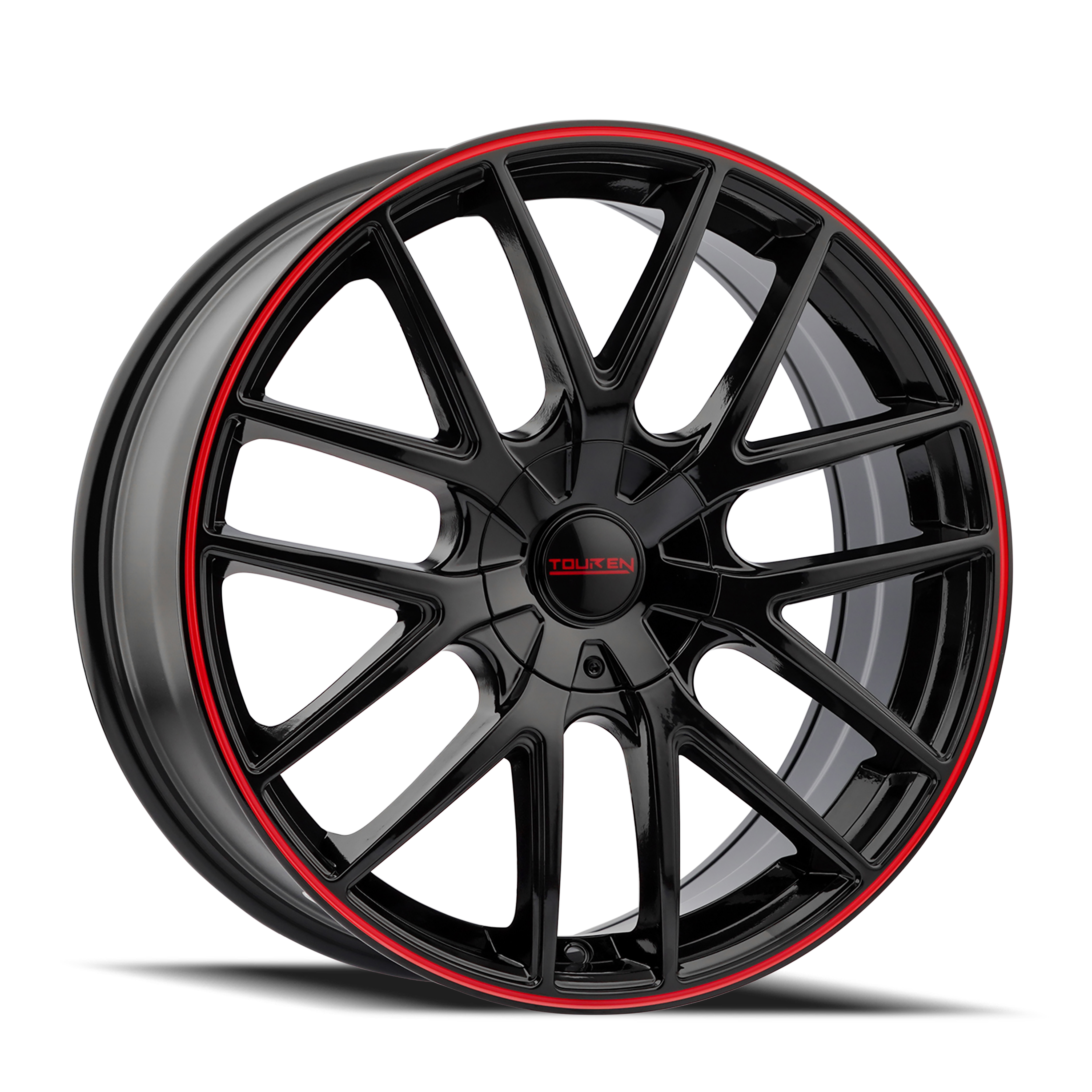 Touren Wheels TR60 – 16x7, 5x112/5x120, +42 – Gloss Black With Red Ring